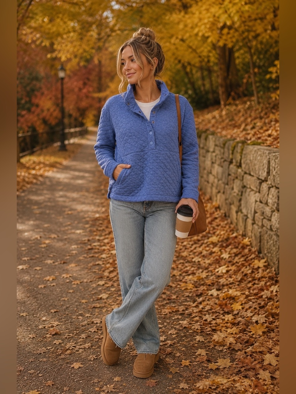 Eddie Bauer Blue Quilted Pullover Sweater